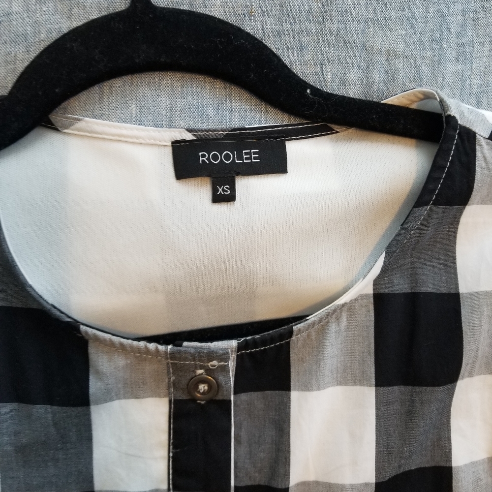 Roolee Xs Gingham Buffalo Check Button Up Dress - image 3
